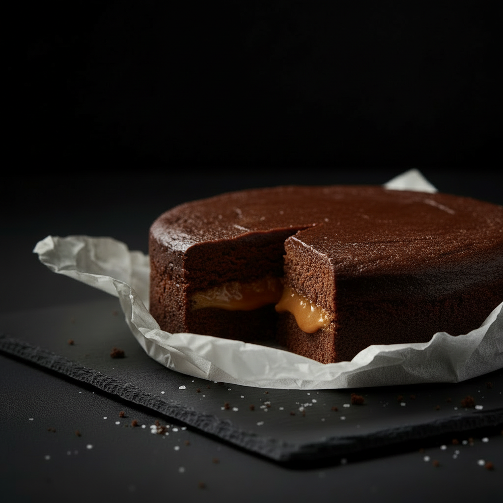 Caramel Fudge Cake Slice - Caramel in Middle