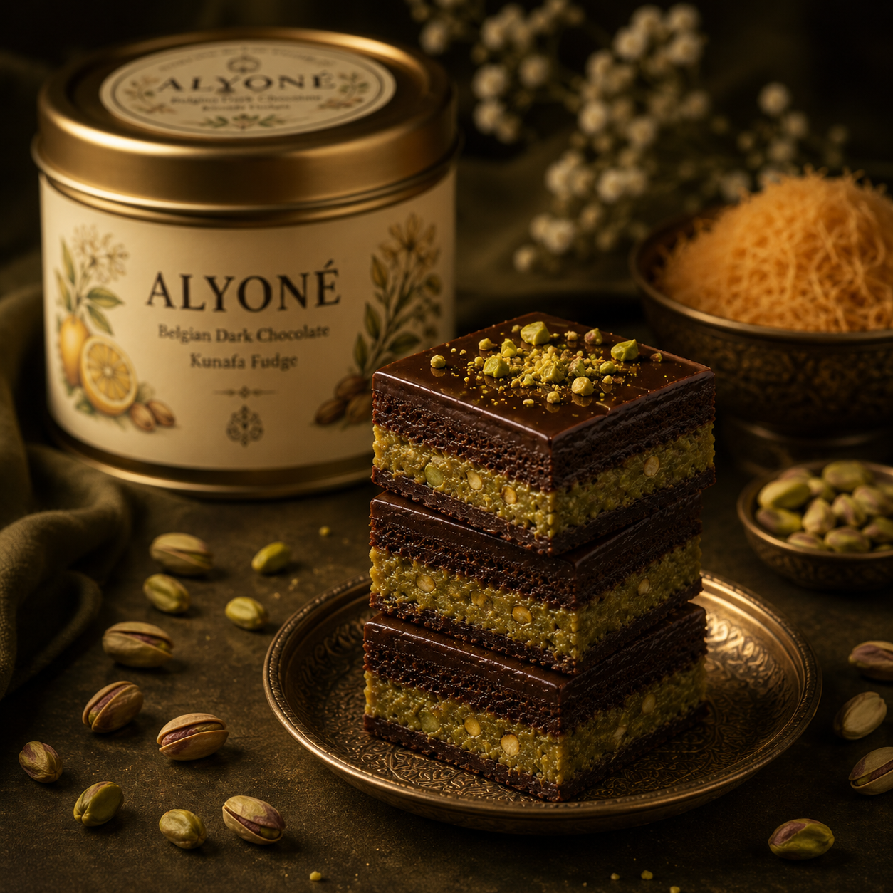 Belgian Dark Chocolate Kunafa Fudge