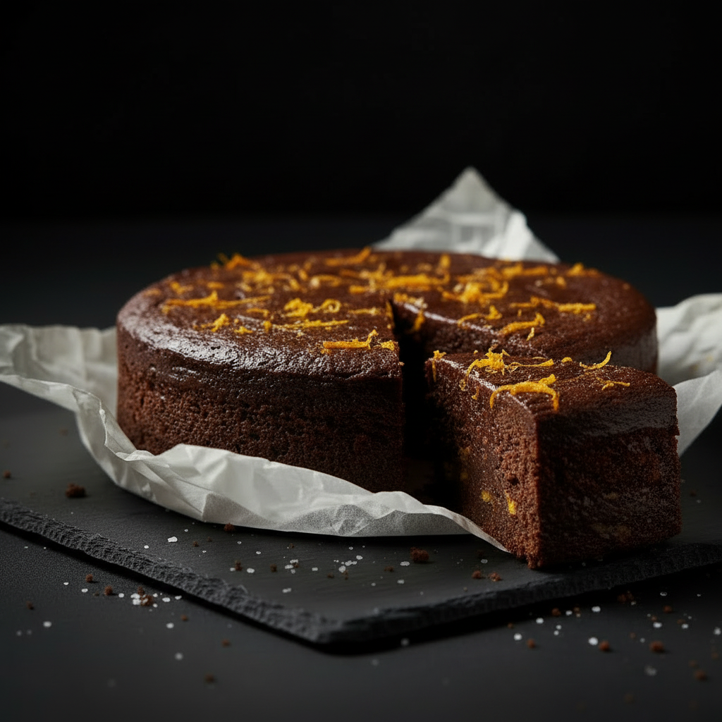 Orange Zest Fudge Cake Slice - No Tin Box