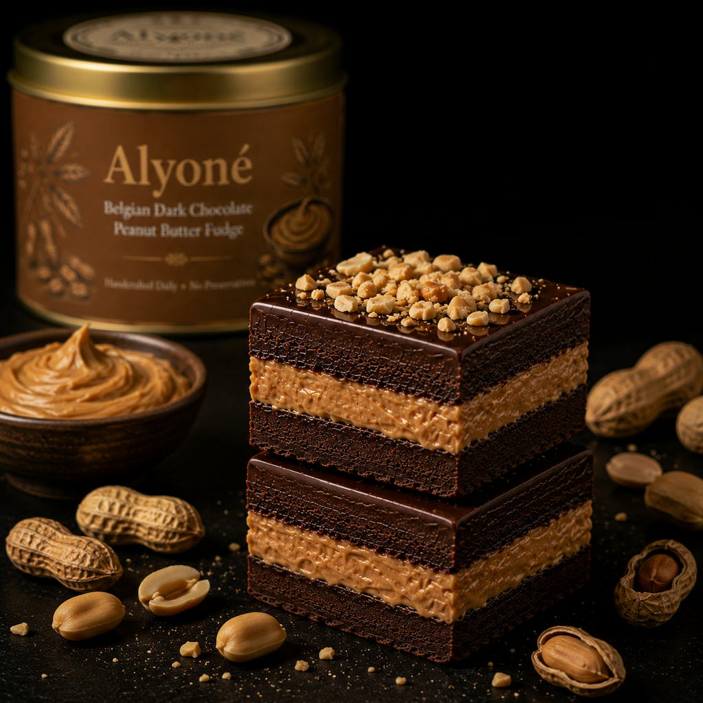 Belgian Dark Chocolate Salted Peanut Butter Fudge