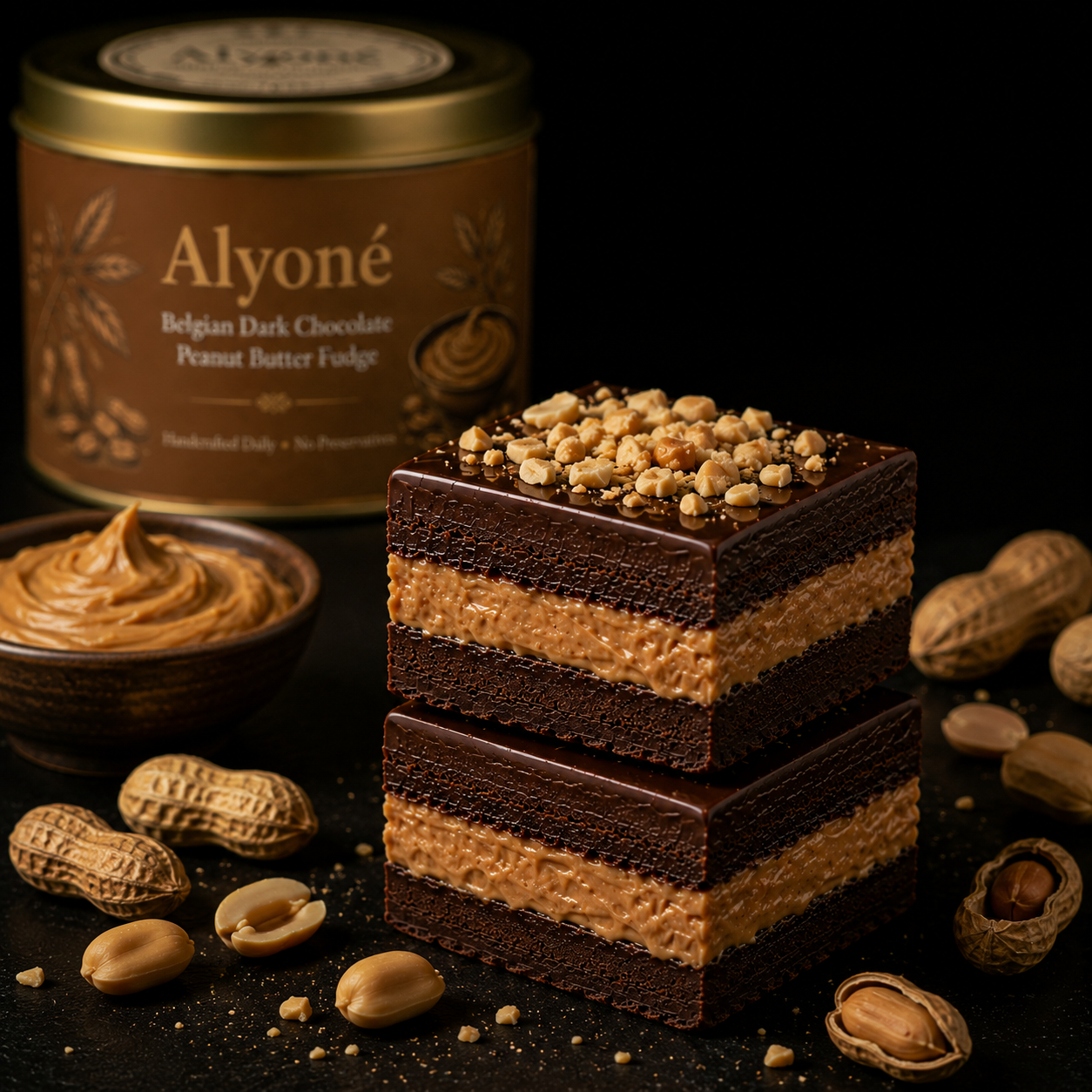 Belgian Dark Chocolate Salted Peanut Butter Fudge