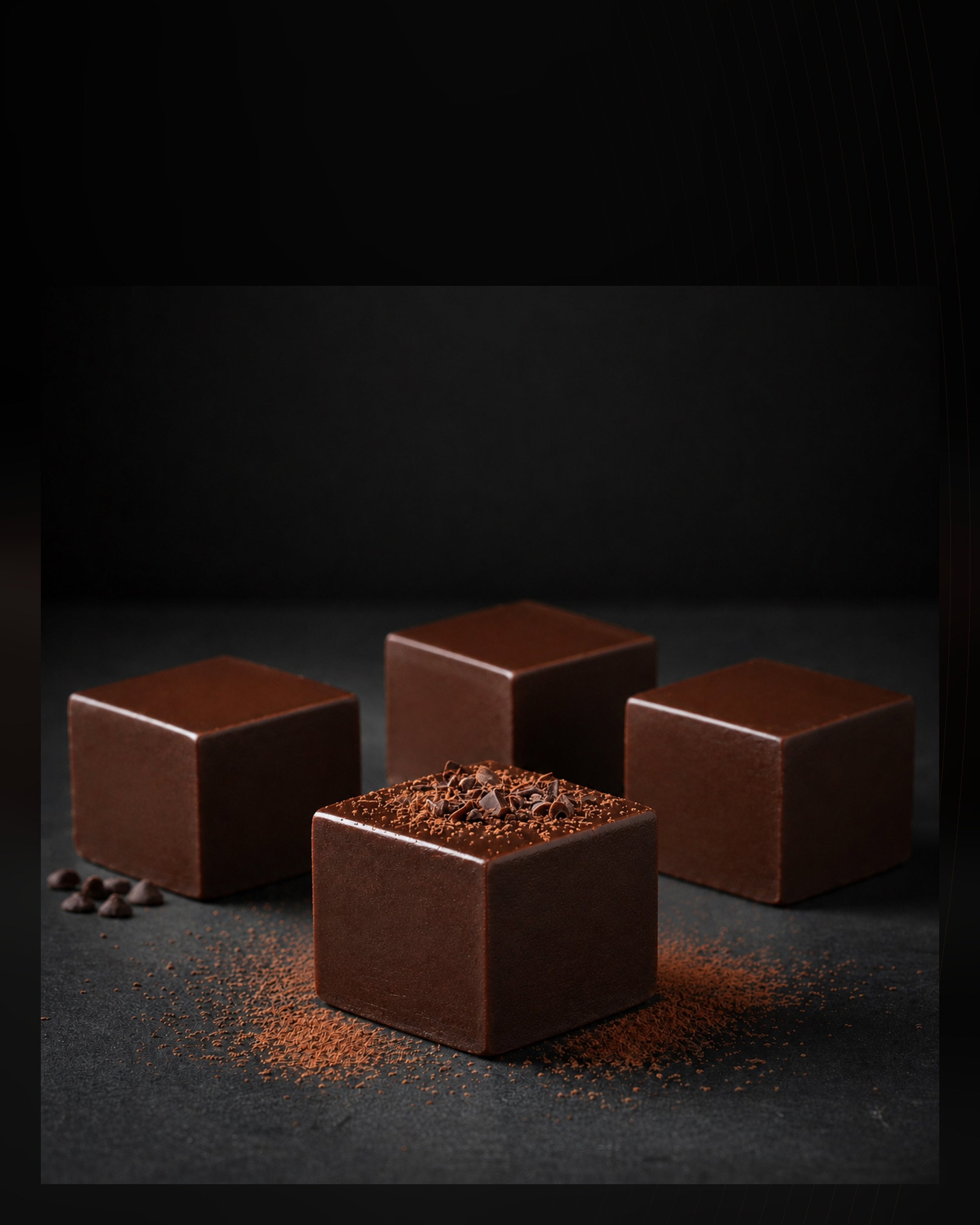 One-inch Alyoné fudge cubes finished by hand